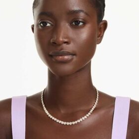 Una Angelic-ketting, rond geslepen, klein, wit, verguld