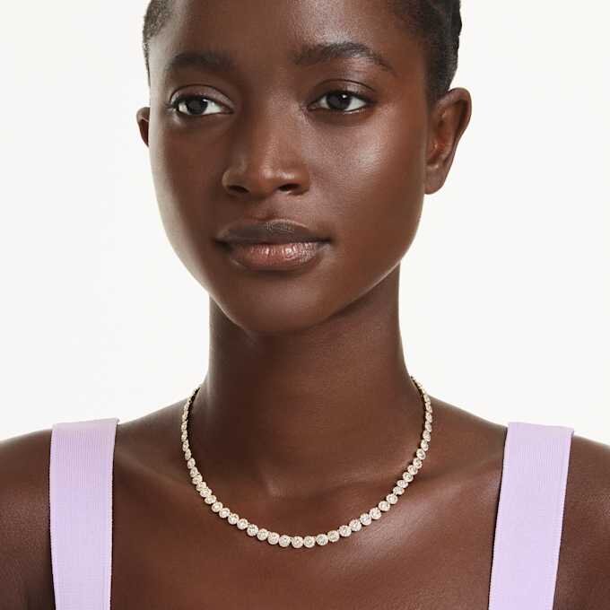 Una Angelic-ketting, rond geslepen, klein, wit, verguld Una Angelic-ketting, rond geslepen, klein, wit, verguld