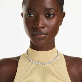 Una Angelic-ketting, ronde slijpvorm, medium, wit, gerhodineerd