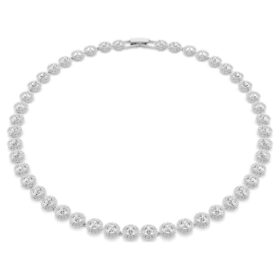 Una Angelic-ketting, ronde slijpvorm, medium, wit, gerhodineerd