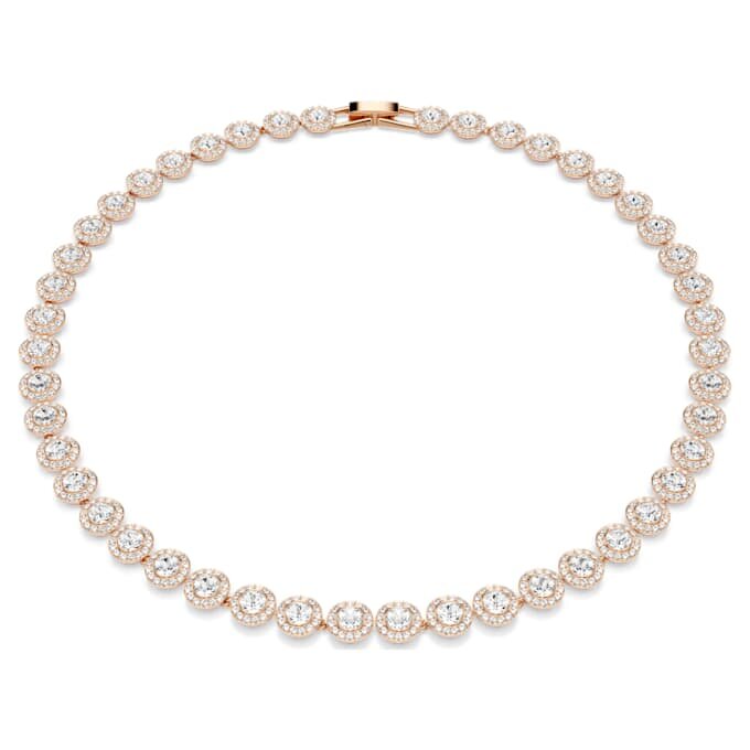 Una Angelic-ketting, ronde slijpvorm, medium, wit, roségoudkleurig verguld Una Angelic-ketting, ronde slijpvorm, medium, wit, roségoudkleurig verguld
