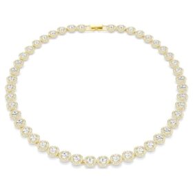 Una Angelic-ketting, ronde slijpvorm, wit, verguld