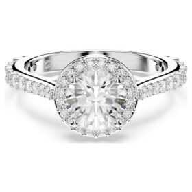Una Angelic-ring, ronde slijpvorm, wit, zilverkleurige afwerking Una Angelic-ring, ronde slijpvorm, wit, zilverkleurige afwerking