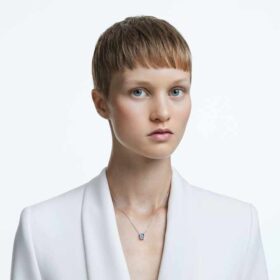Una-ketting met achthoekige slijpvorm, blauw, gerhodineerd