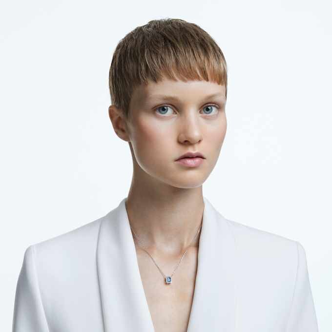 Una-ketting met achthoekige slijpvorm, blauw, gerhodineerd Una-ketting met achthoekige slijpvorm, blauw, gerhodineerd