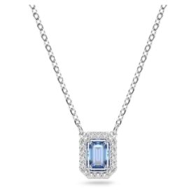 Una-ketting met achthoekige slijpvorm, blauw, gerhodineerd
