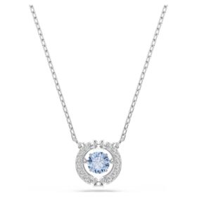 Una-ketting met ronde slijpvorm, blauw, gerhodineerd
