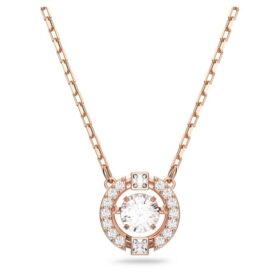 Una-ketting met ronde slijpvorm, wit, roségoudkleurig verguld