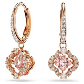 Una oorbellen Clover, roze, roségoudkleurig verguld