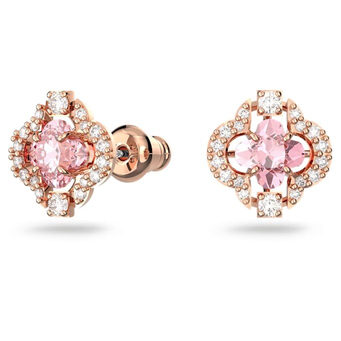 Una-set met gemengde slijpvormen, klavertje, roze, roségoudkleurig verguld Una-set met gemengde slijpvormen, klavertje, roze, roségoudkleurig verguld