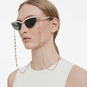 Zonnebril in cat-eye-vorm, met ketting, grijs