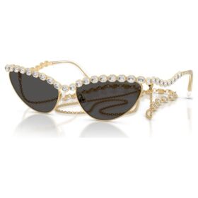 Zonnebril in cat-eye-vorm, met ketting, grijs
