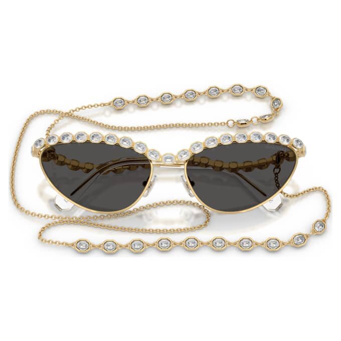 Zonnebril in cat-eye-vorm, met ketting, grijs Zonnebril in cat-eye-vorm, met ketting, grijs