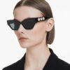 Zonnebril in cat-eye-vorm, zwart