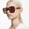 Zonnebril oversized, vierkante vorm, SK6001, bruin Zonnebril oversized, vierkante vorm, SK6001, bruin