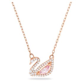 Zwaan-ketting Zwaan, roze, roségoudkleurig verguld