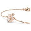 Zwaanarmband met gemengde slijpvormen, zwaan, wit, roségoudkleurig verguld Zwaanarmband met gemengde slijpvormen, zwaan, wit, roségoudkleurig verguld