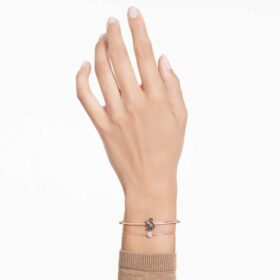 Zwaanarmband, zwart, roségoudkleurig verguld