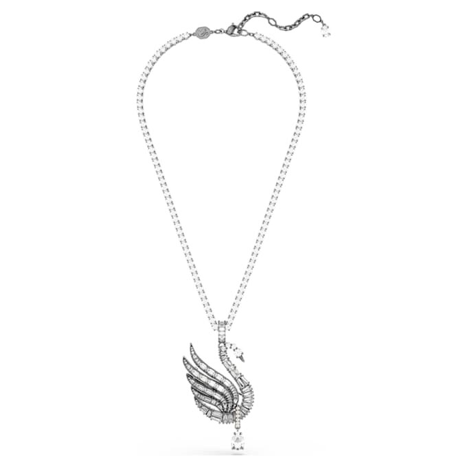 Zwaanhanger en -broche, wit, gerutheniumd Zwaanhanger en -broche, wit, gerutheniumd