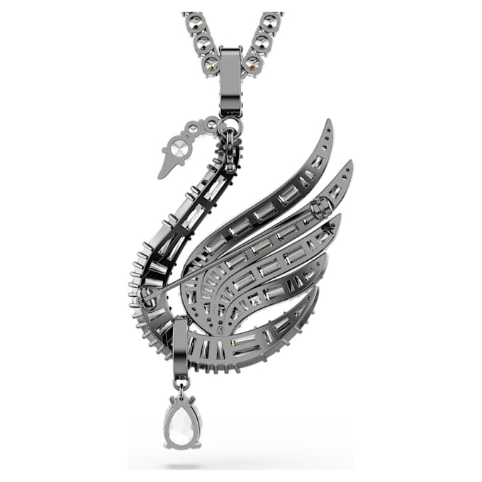 Zwaanhanger en -broche, wit, gerutheniumd Zwaanhanger en -broche, wit, gerutheniumd