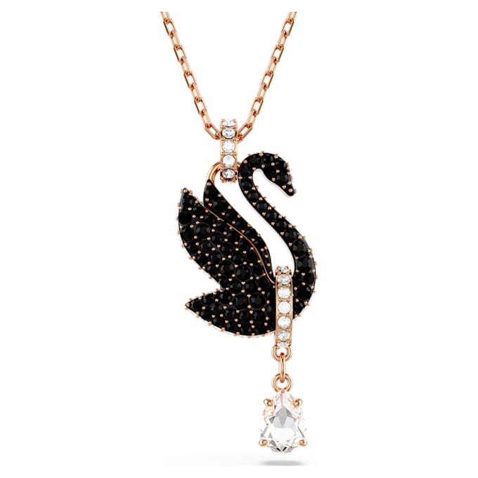 Zwaanhanger, zwart, roségoudkleurig verguld Zwaanhanger, zwart, roségoudkleurig verguld