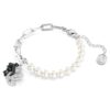 Zwanenarmband met kristallen parels, zwaan, zwart, gemengde metalen afwerking Zwanenarmband met kristallen parels, zwaan, zwart, gemengde metalen afwerking