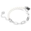 Zwanenarmband met kristallen parels, zwaan, zwart, gemengde metalen afwerking Zwanenarmband met kristallen parels, zwaan, zwart, gemengde metalen afwerking