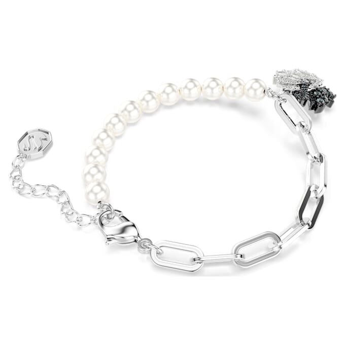 Zwanenarmband met kristallen parels, zwaan, zwart, gemengde metalen afwerking Zwanenarmband met kristallen parels, zwaan, zwart, gemengde metalen afwerking