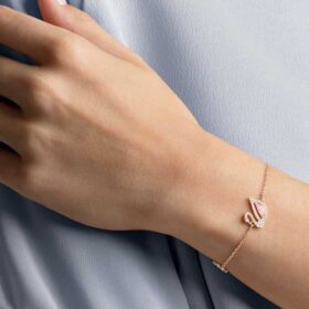 Zwanenarmband Zwaan, roze, roségoudkleurig verguld