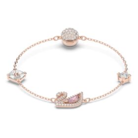 Zwanenarmband Zwaan, roze, roségoudkleurig verguld